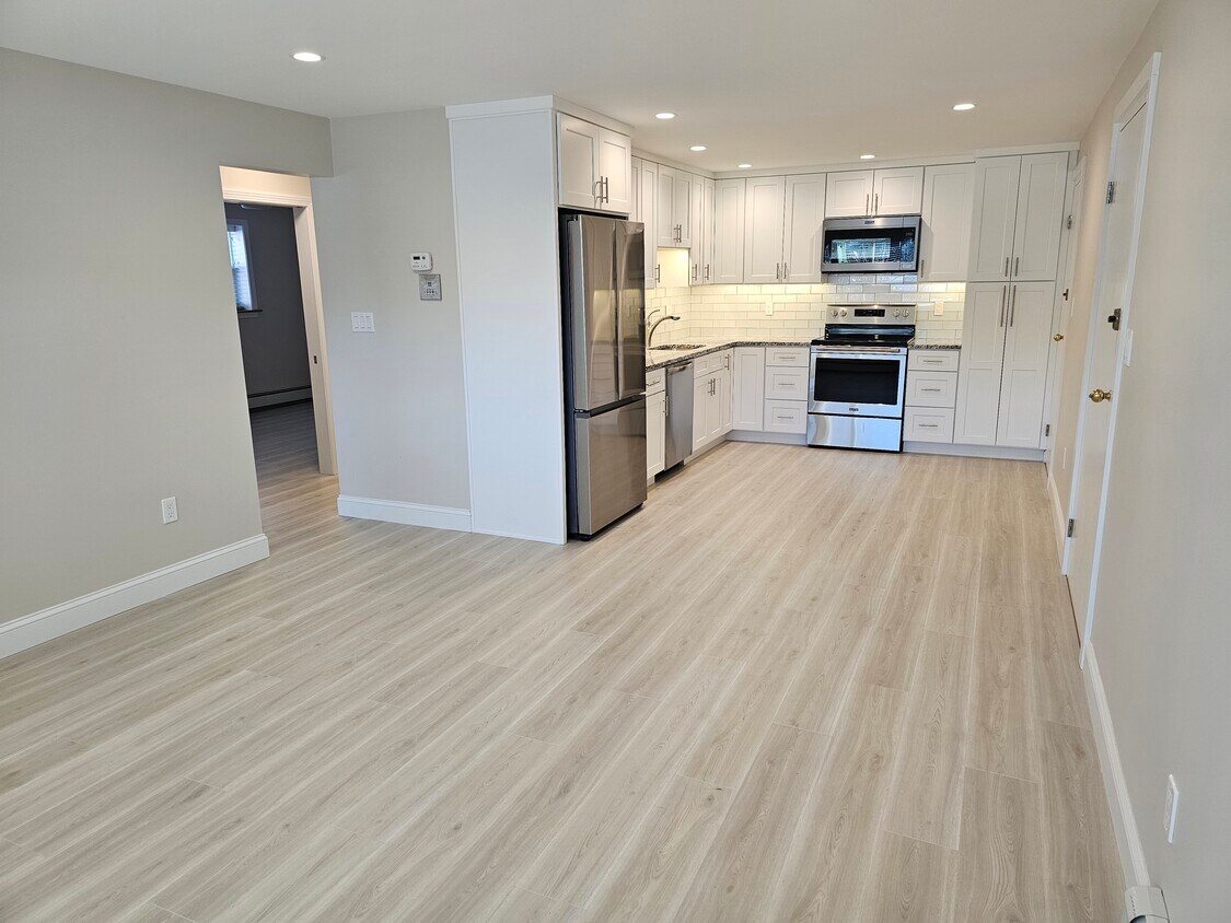 Open and bright living room flows into brand new kitchen - 41 Warren St