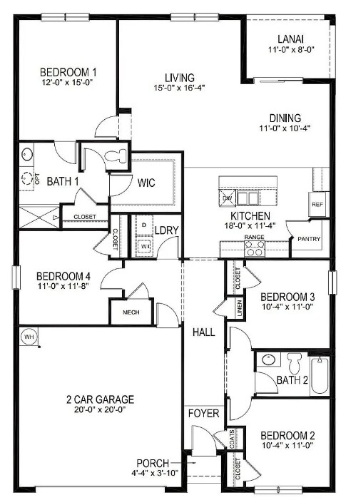 Plano de planta - 926 Trinity St