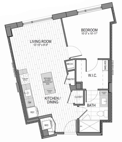 Unit 1109-2809 Floor Plan - Rosslyn Towers
