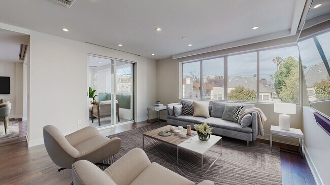 Virtually Staged Living Room - 460 N Palm Dr