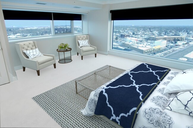 2/3 BDRM STUNNING / HUGE MASTER SUITE WITH FLOOR TO CEILING PANORAMIC WINDOWS TO CANADA AND BEYOND - 555 Luxury Apartments