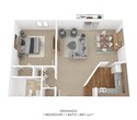 1 Bedroom, 1 Bath 687 sq. ft.