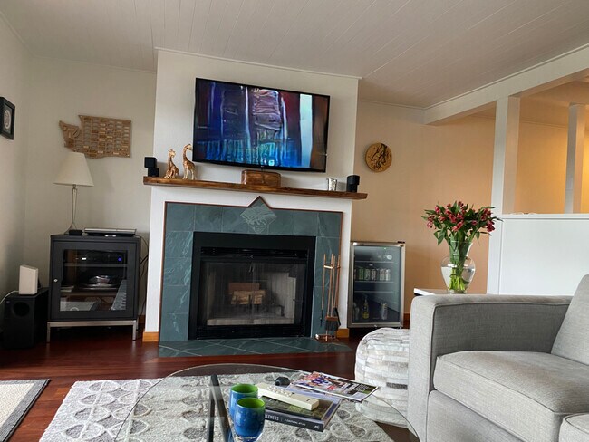 Wood-burning fireplace. TV over fireplace included with concealed wiring for hook-up. - 121 Madison Ave N