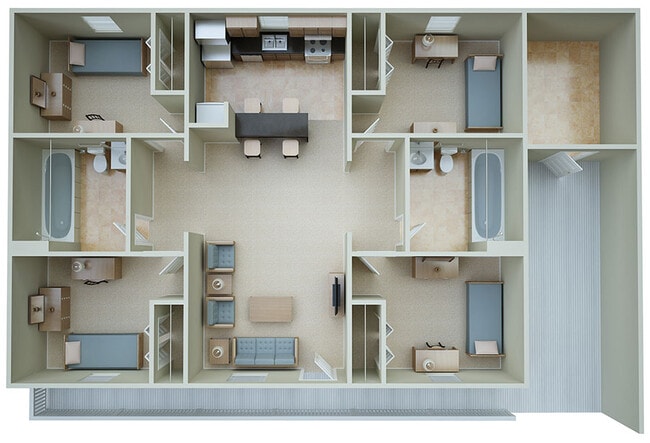 Plano de planta de 4 habitaciones - 15 S Shafer St