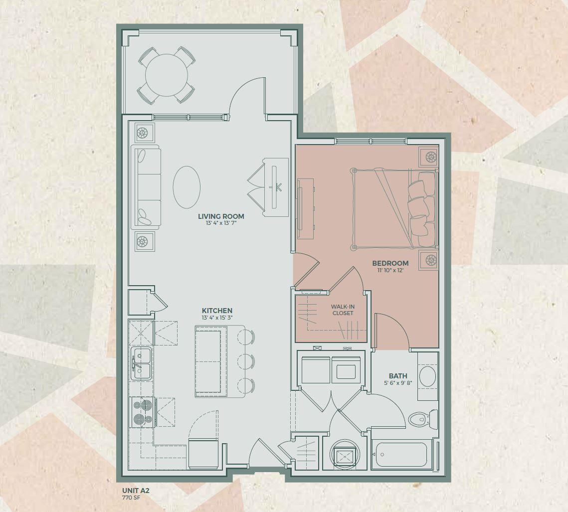 Mosaic at Levis Commons – A2 - 1 Bedroom