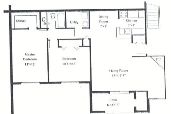 The Estates II Apartments – 2 Beds, 1 Bath Model