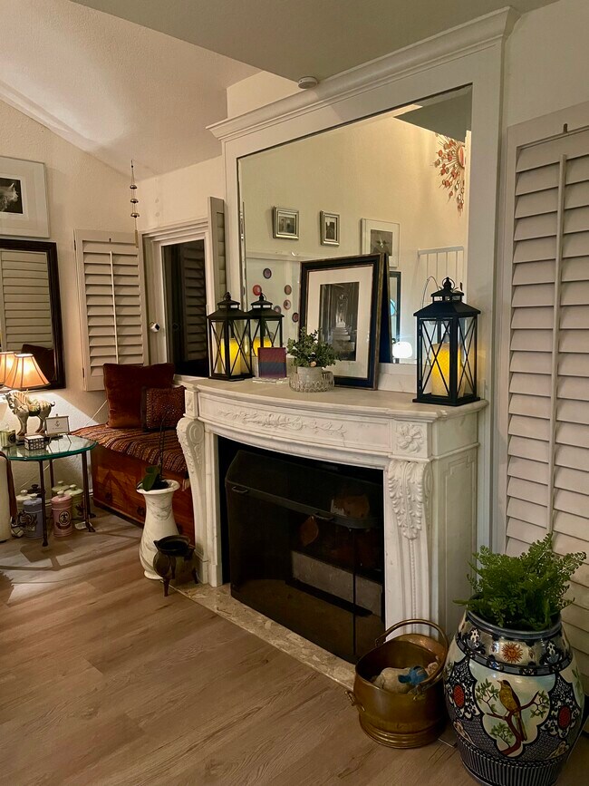 Hand carved Italian marble fireplace - 221 Santa Rosa Ct