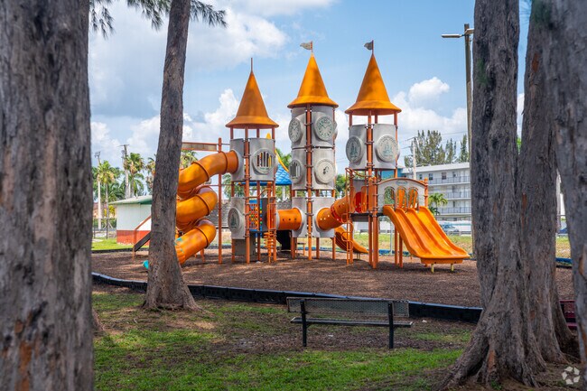 A castle-shaped playground at Betsie Adams Park near the Hialeah Gardens Police Station.