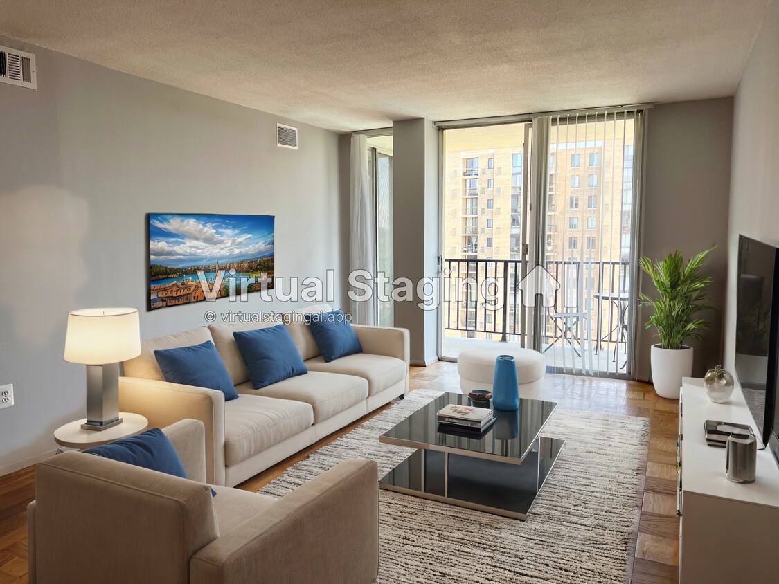 Living Room with large Balcony - 4600 S Four Mile Run Dr