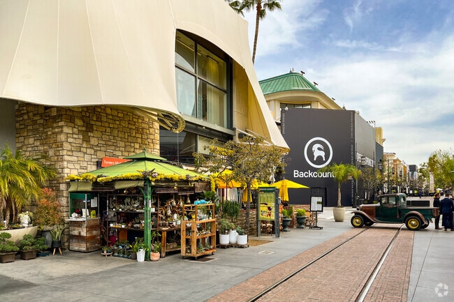 Retail shops at the Farmer's Market in Beverly Grove are filled with garden supplies.