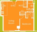 1 Bed 1 Bath (762 sq ft) 