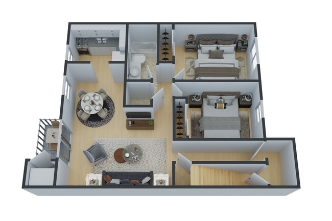 2 Bedroom Floorplan - Sunset Heights Apartments