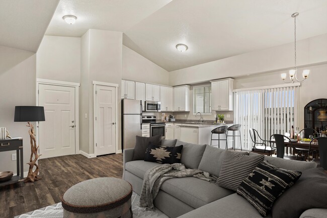 Living space and kitchen - Hampton Place Apartments