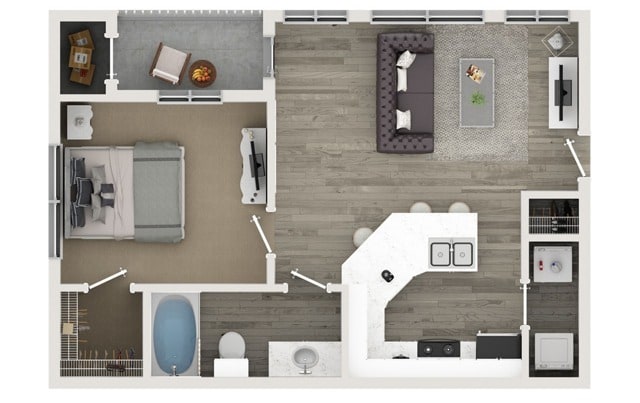 One Bedroom One Bath Floor Plan - Anthem Mesquite