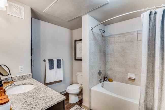 large bathroom with garden tub and granite countertops - Junction 15