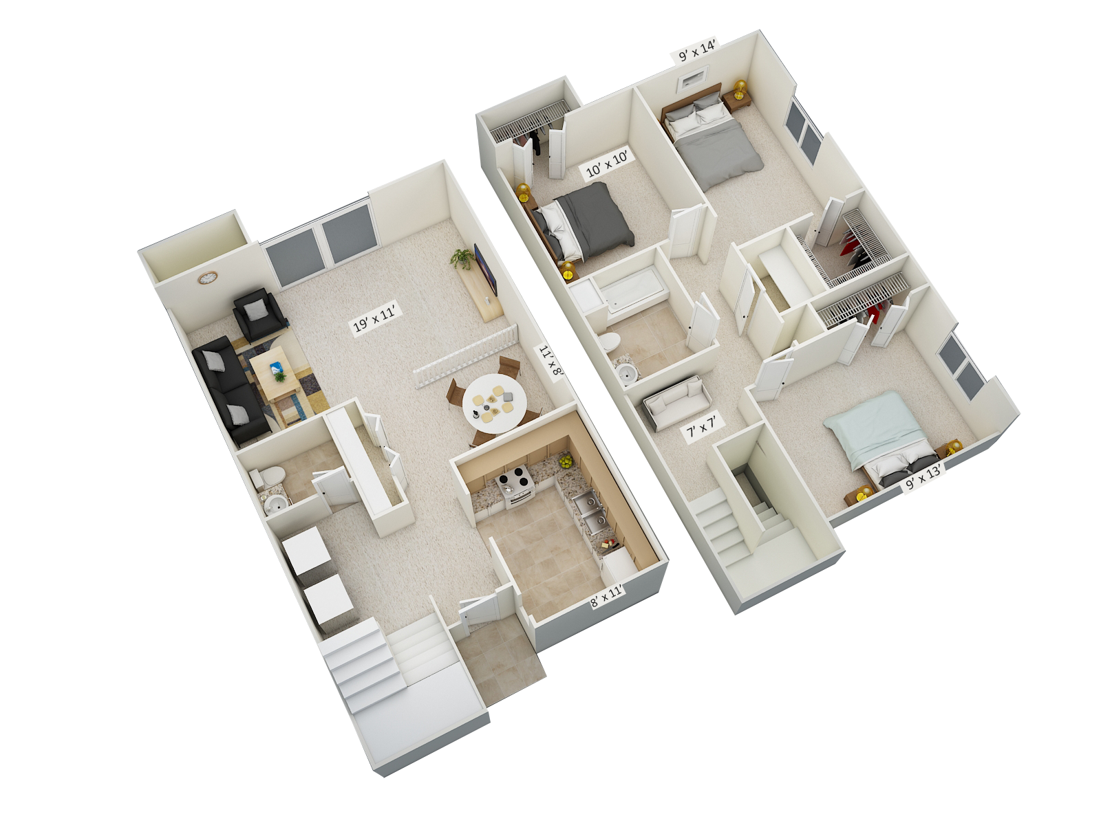 Village on South Carpenter – Three Bedroom 1.5 Bath Pepperwood