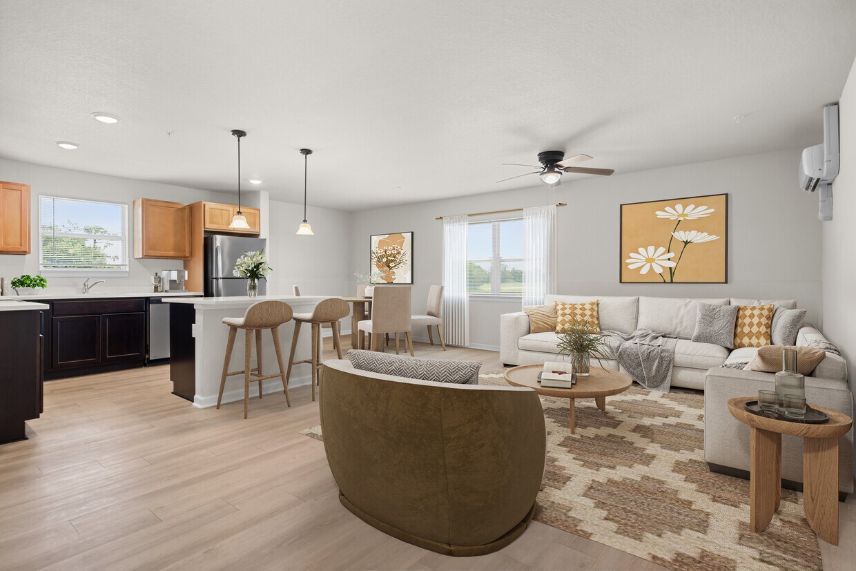 Sala de estar en esquina - Spanish Moss Eco Apartments