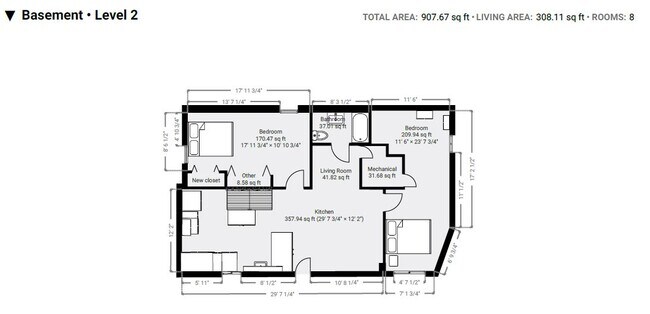 Plano de planta del sótano - 1416 39th Ave NE