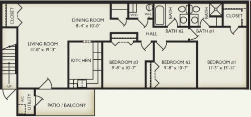 3BR/2BA - Willow Woods Apartments