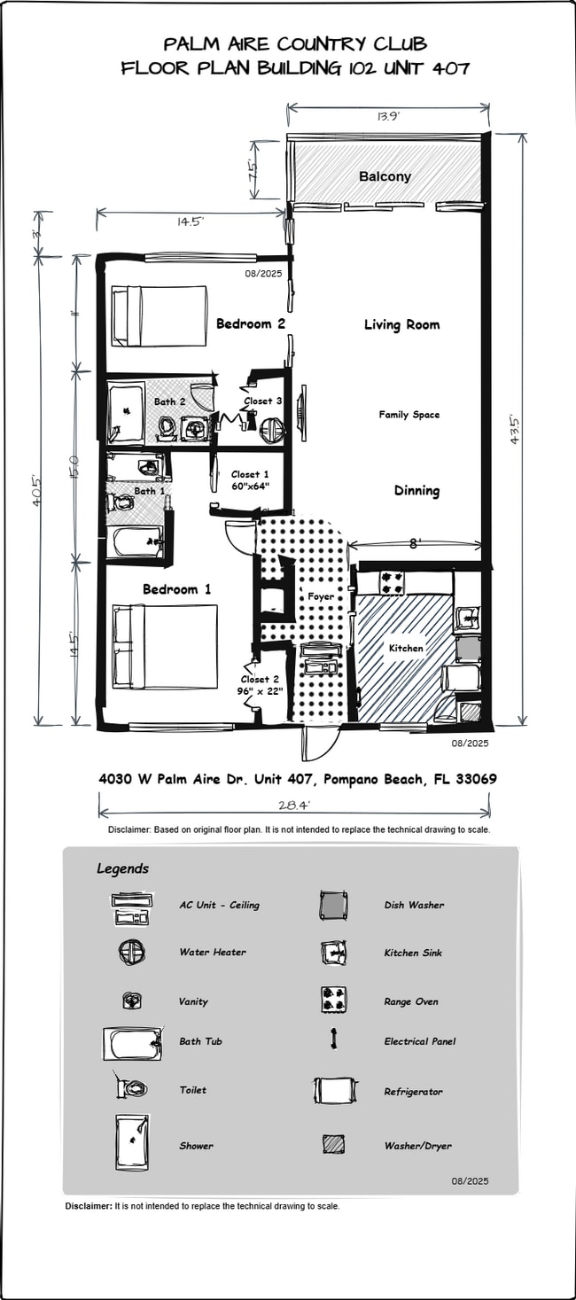 #407 2D Floor Plan - 4030 W Palm Aire Dr