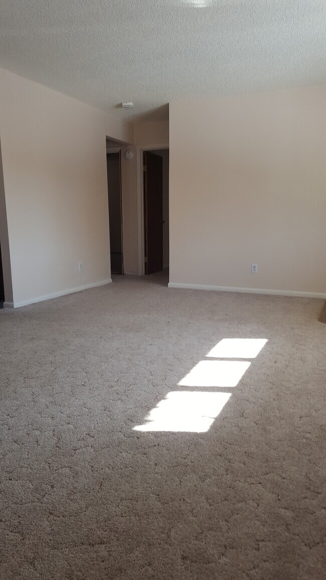 Living room from the fireplace view into bedroom/laundry hallway - 208 3rd Ave
