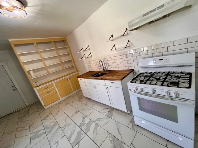 butcher block counter, new appliances, porcelain tile, gas range - 2544 Canton St