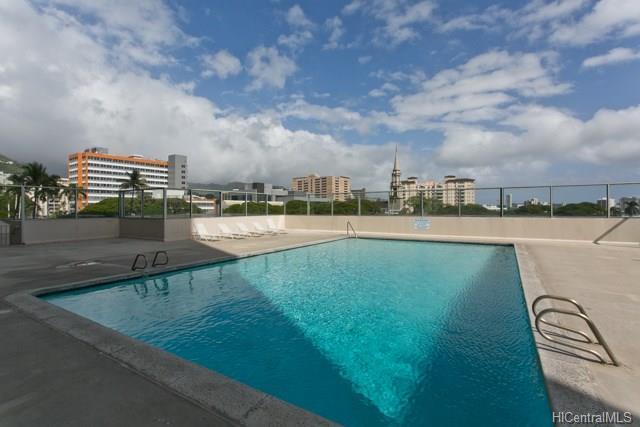 Secure pool with showers and bathroom on the 5th floor (renovated since photo was taken) - 1212 Punahou St