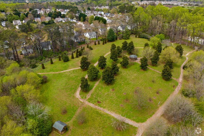 As seen from above walkers can get their steps in along Hickory Trail’s paths.