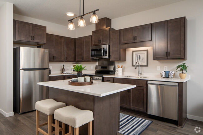 Model Kitchen with Island - Oakdale Commons 55+