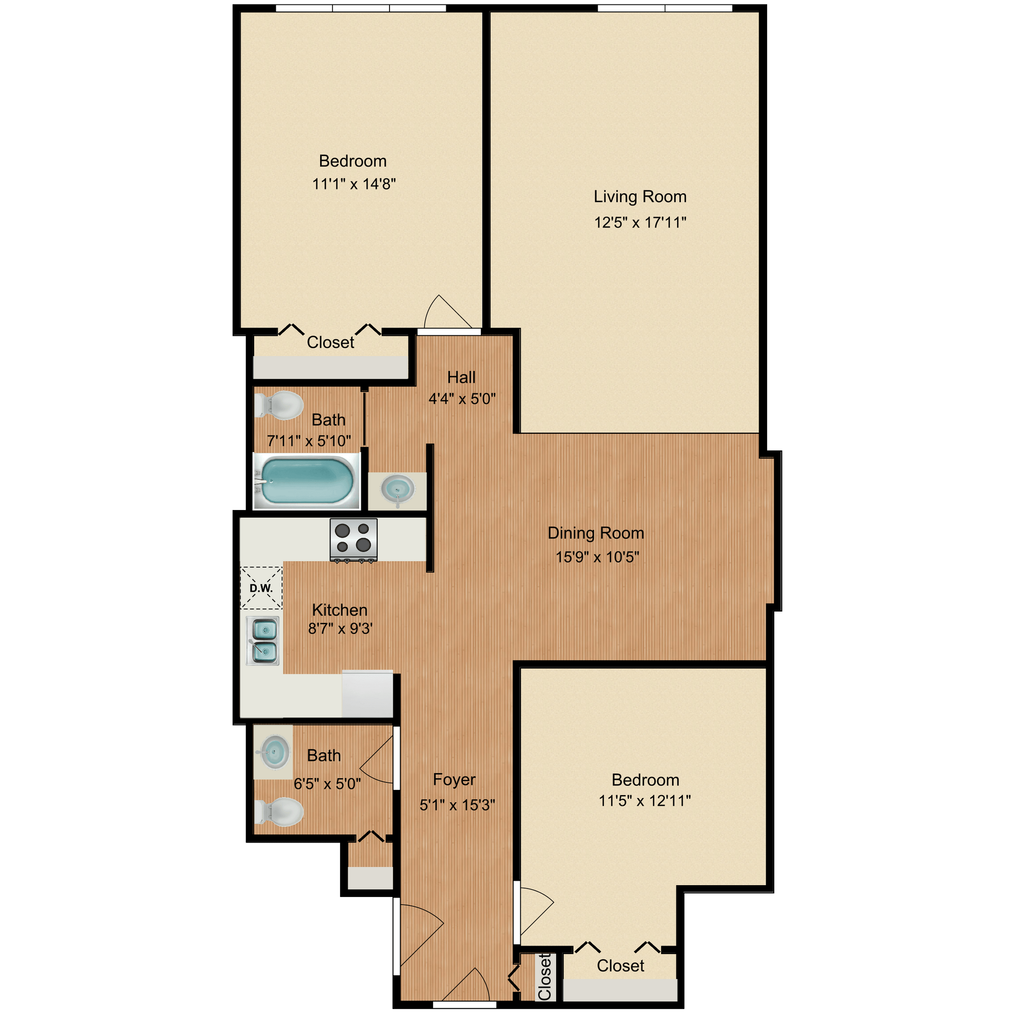 Apartments at Nautica – 2 Bed 1.5 Bath Loft