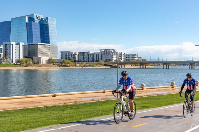 The path at Tempe Town Lake attracts cyclists near Papago.
