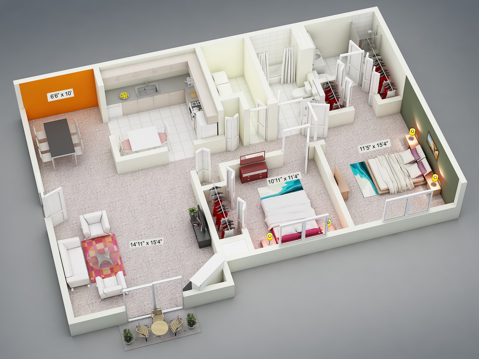 Shady Lake Apartments – Two Bedroom Two Bath with Private Entry