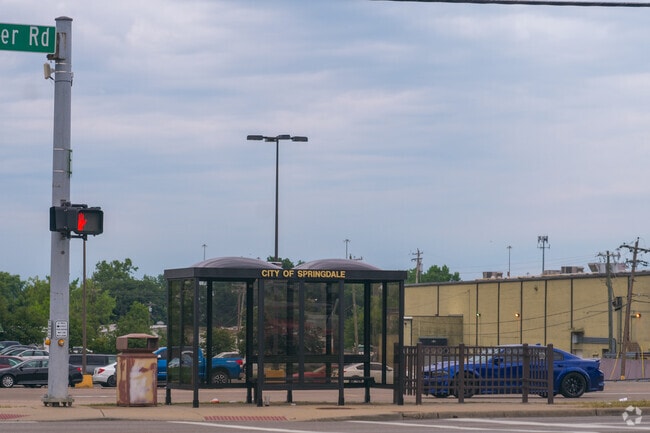 Bus stop in downtown Springdale, OH.