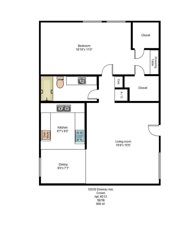 1HAB/1BA - Crown Apartments