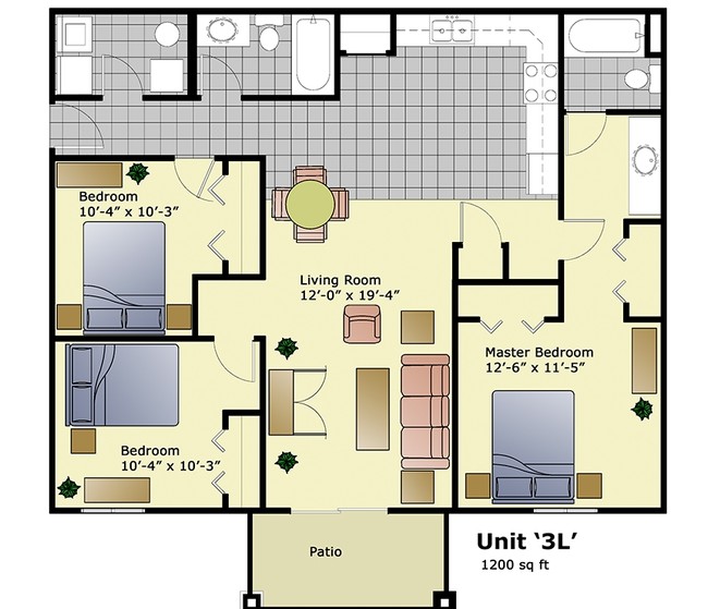 3BR/2BA - Westbrook Apartments