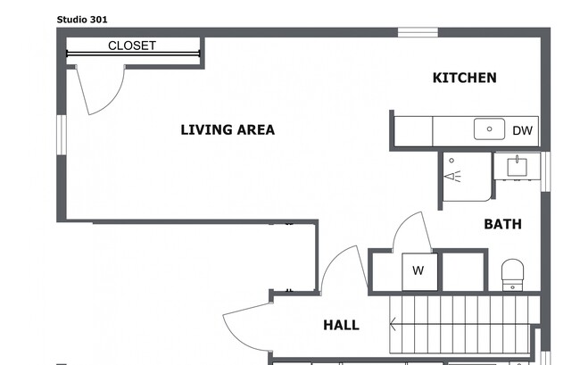 Studio Open Room Floor Plan - 9 Pulaski St