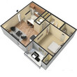 1BR 1BA 658 SQ FT