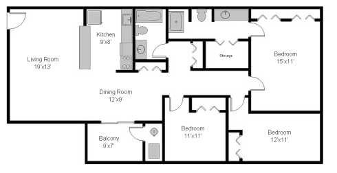 3HAB, 2BA - The Flats (North)