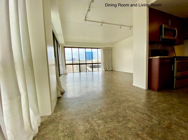 Living room and dining room area - 700 Richards St