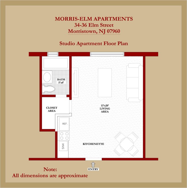 Plano de planta - Estudio - Morris-Elm Apartments