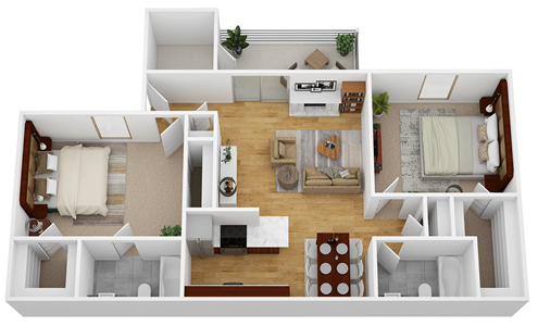 Two_Bed_Two_Bath_fireplace_900SqFt.png - Woodland Trails Apartments