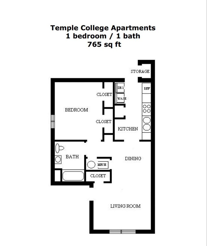 1HAB/1BA - Temple College Apartments