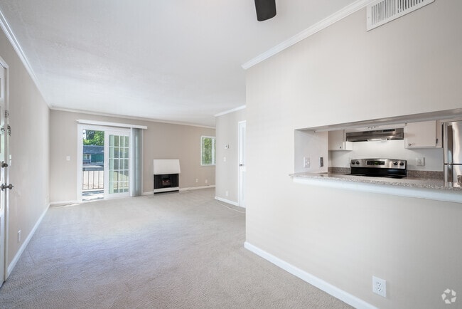 1BR, 1BA - Dining Room, Living Rm. Fireplace - Sycamore Green Apartments