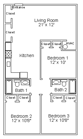 3HAB/2BA - Heinz Apartments