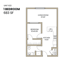 622_1BR_2F_683SF_Dim - Buttonwood
