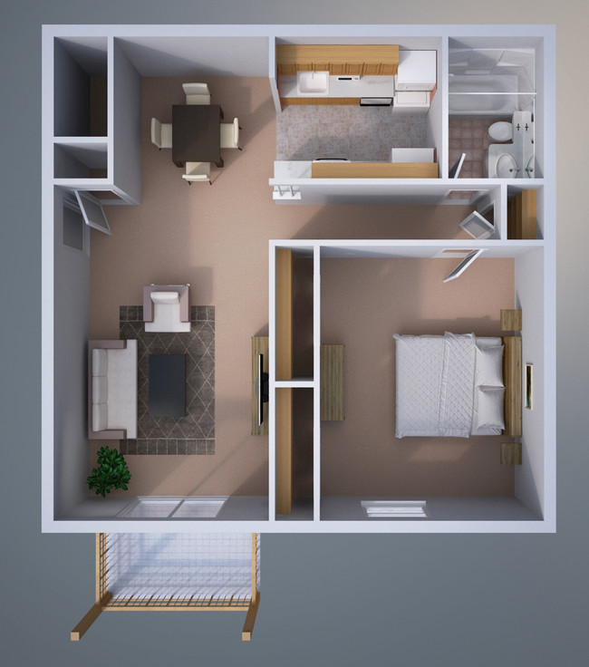 Plano de planta de una habitación - East Mountain Apartments