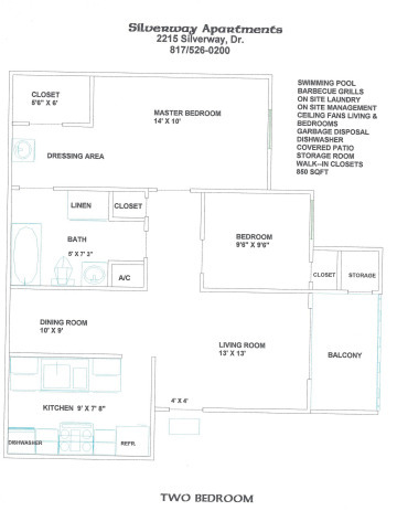 2 Bedroom Floorplan - Silverway Apartments