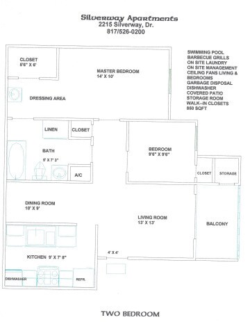 Plano de planta de 2 habitaciones - Silverway Apartments