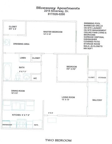 2 Bedroom Floorplan - Silverway Apartments