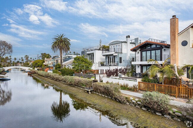 Custom-built homes line the Venice canals.